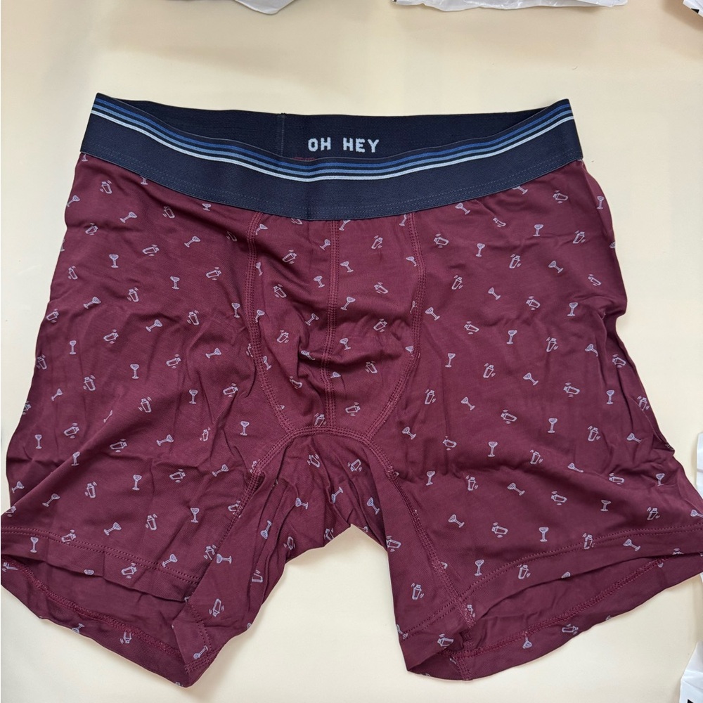 BOXER BRIEF Burgundy w/baby blue color Martini Shaker figure by MARINE LAYER #18